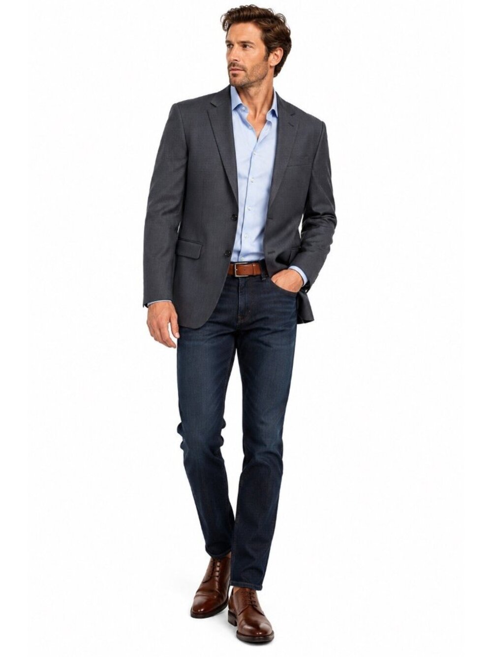 JOS A BANK traveler traditional fit jacket blazer charcoal gray 42R professional